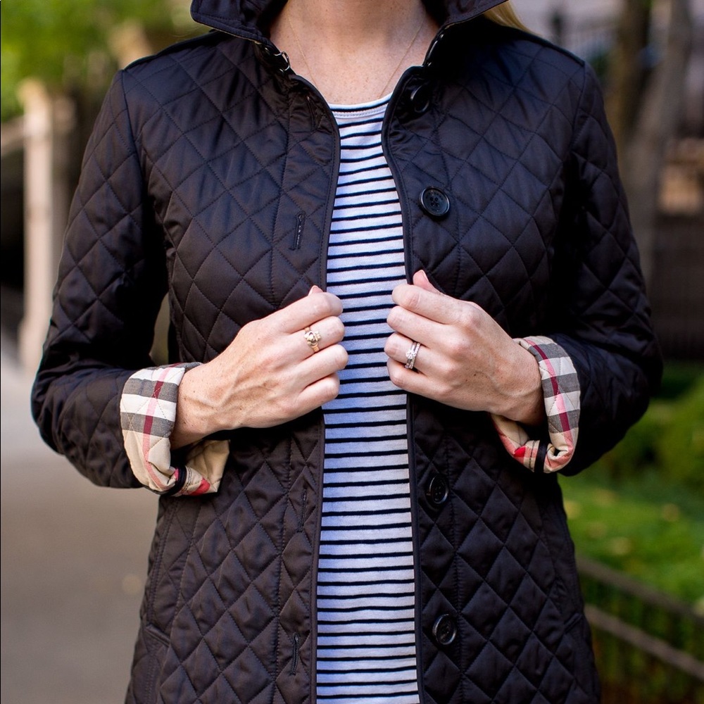 Black Burberry quilted jacket size 0